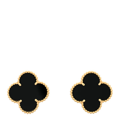 Van Cleef & Arpels 18K Yellow Gold Black Onyx Magic Alhambra Earrings 1 of 5
