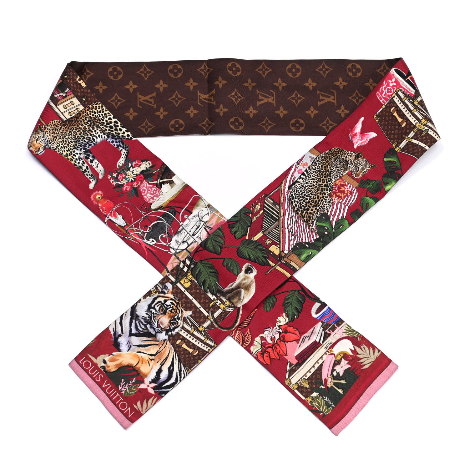 Louis Vuitton Silk Monogram Secret Jungle Bandeau Bordeaux 1 of 3