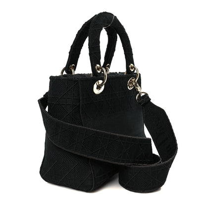 Christian Dior Canvas Embroidered Cannage Medium Lady D-Lite Black 3 of 10
