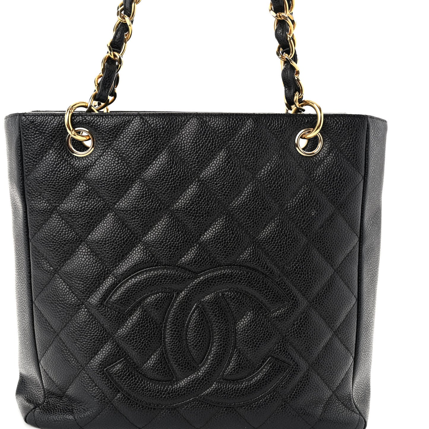 Caviar Quilted Petit Shopping Tote PST Black