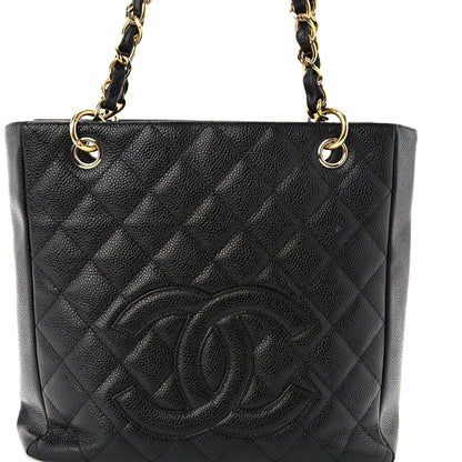 Chanel Caviar Quilted Petit Shopping Tote PST Black 6 of 9