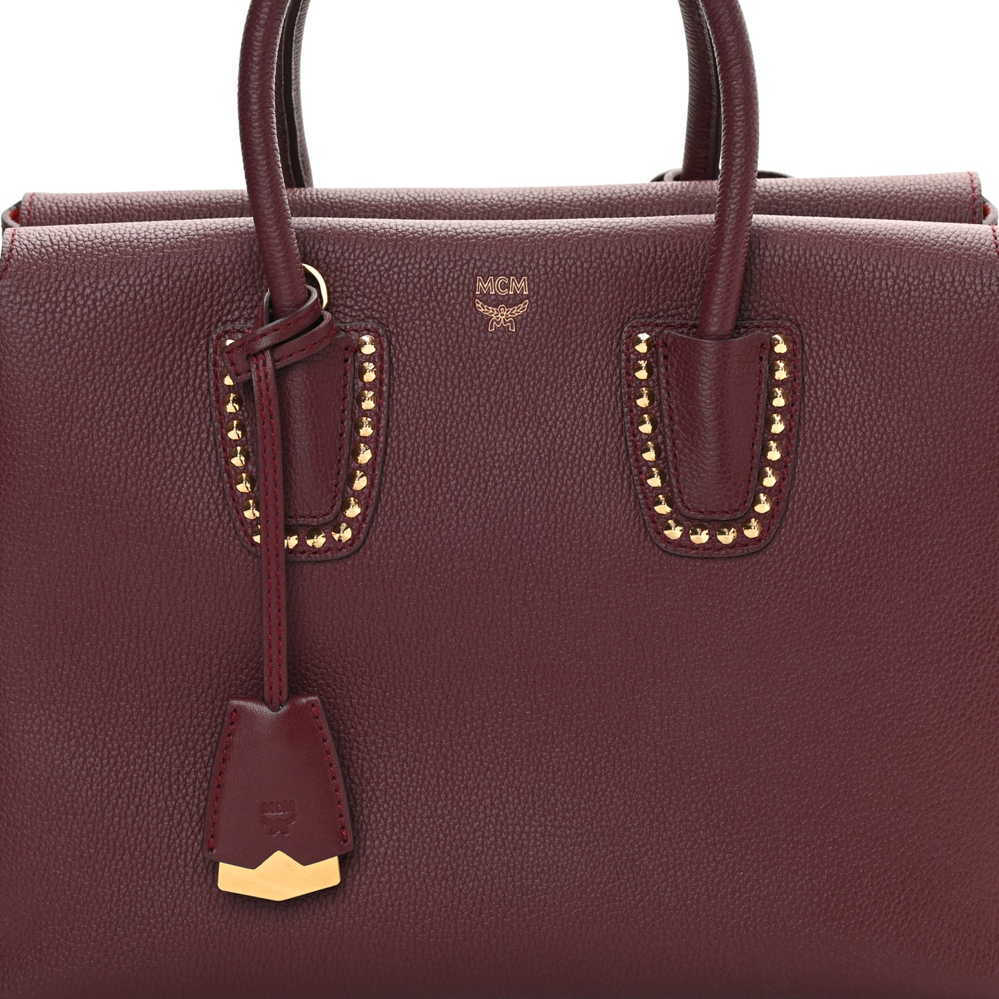 Grained Calfskin Studded Medium Milla Tote Rustic Brown