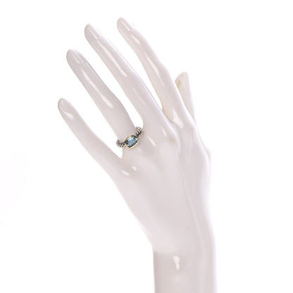 David Yurman Sterling Silver 18K Yellow Gold Blue Topaz 8mm Noblesse Ring 49 5 2 of 7