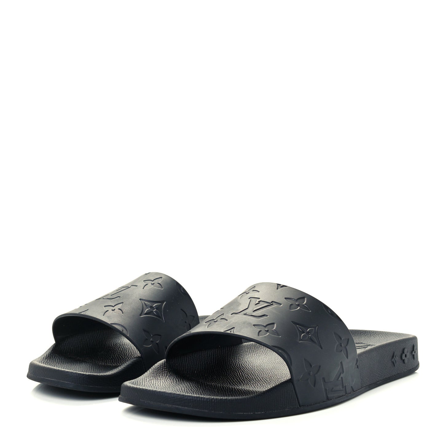 Rubber Embossed Monogram Mens Waterfront Mules 6 Black