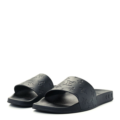 Louis Vuitton Rubber Embossed Monogram Mens Waterfront Mules 6 Black 2 of 10