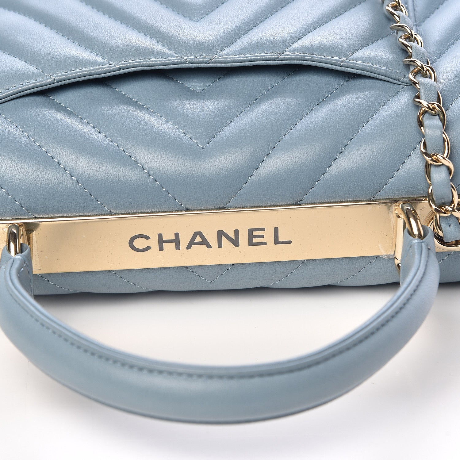Chanel Lambskin Chevron Quilted Small Trendy CC Flap Dual Handle Bag Blue 8 of 11