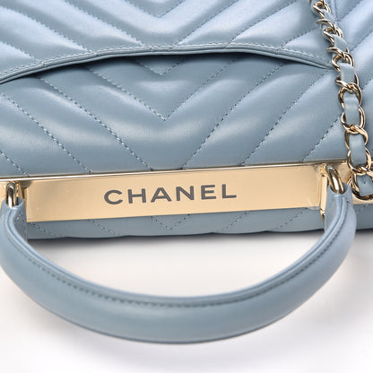 Chanel Lambskin Chevron Quilted Small Trendy CC Flap Dual Handle Bag Blue 8 of 11