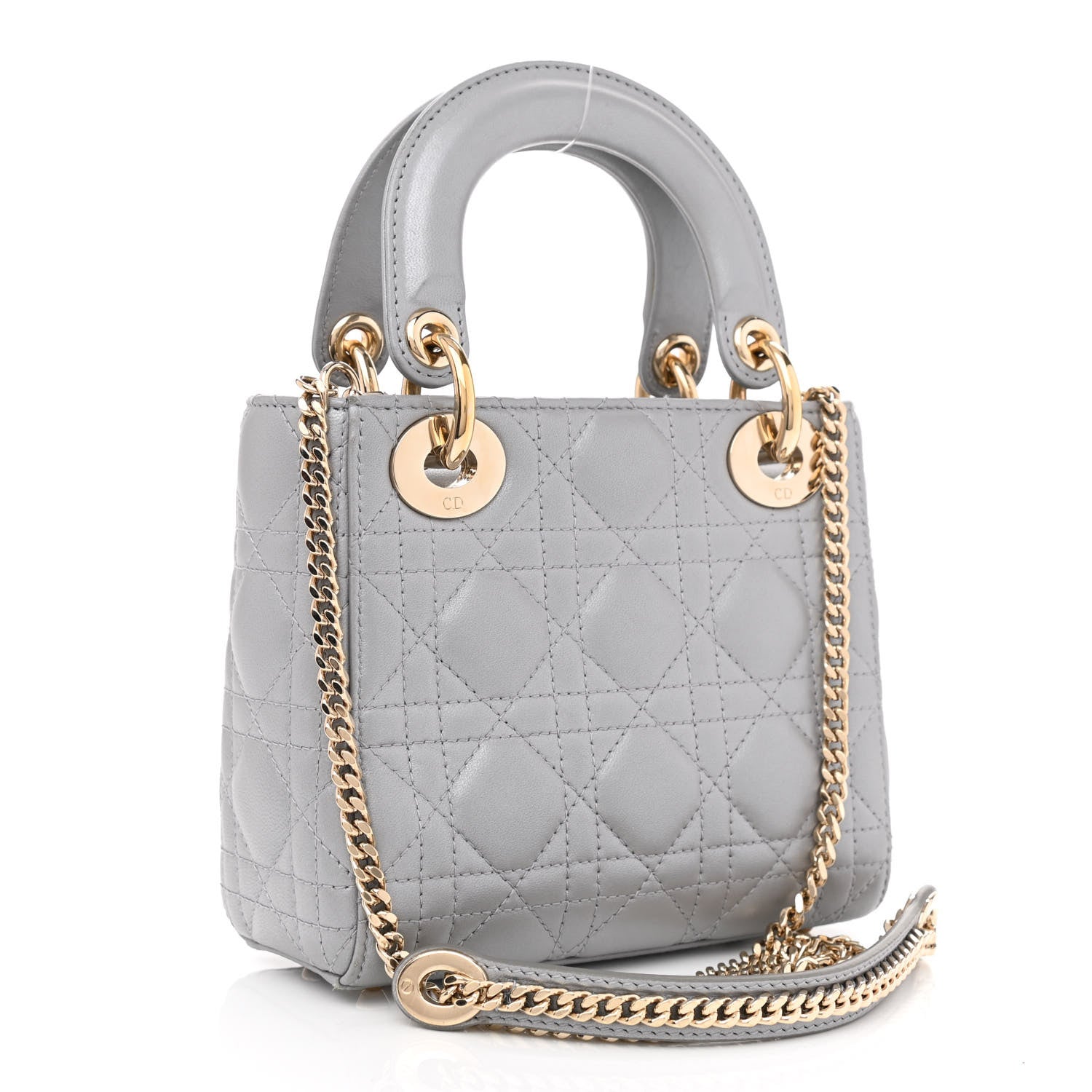 Christian Dior Metallic Lambskin Cannage Mini Lady Dior Grey 3 of 9
