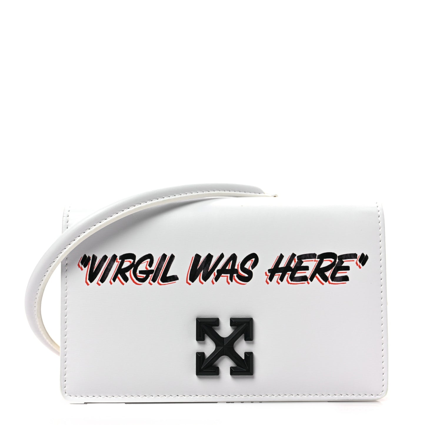 OFF WHITE Calfskin Jitney 0.5 Virgil Was Here Crossbody Bag White