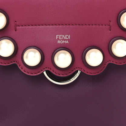Fendi Vitello Century Pearl Bi-Color Scalloped Mini Back to School Backpack Amarone Black Cherry 8 of 15