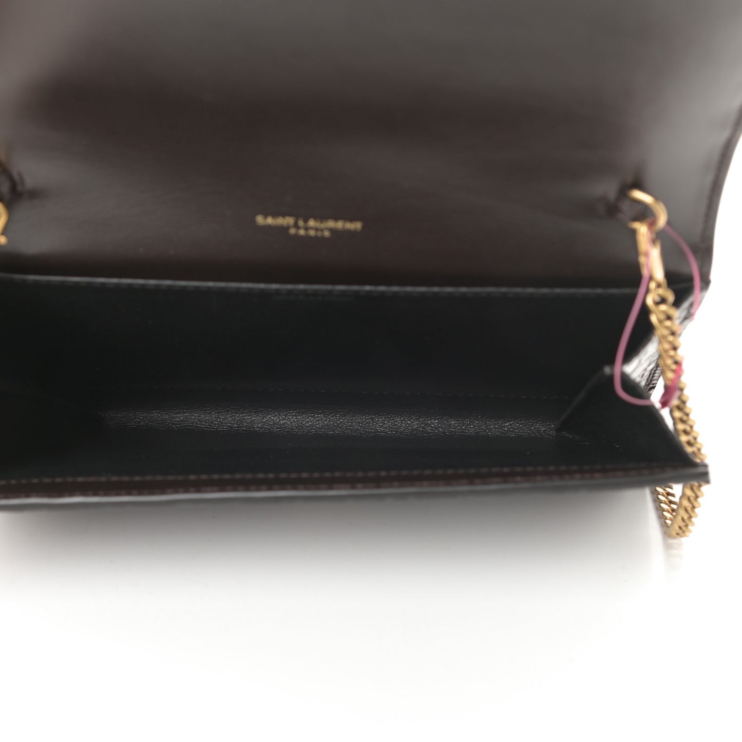 Calfskin Crocodile Embossed Monogram Uptown Chain Wallet Fondente