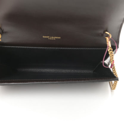 Saint Laurent Calfskin Crocodile Embossed Monogram Uptown Chain Wallet Fondente 6 of 12