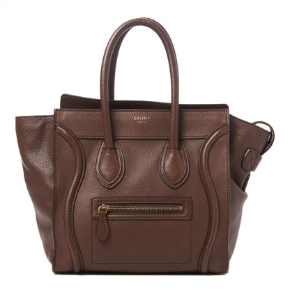 Celine Pebbled Calfskin Micro Luggage Chocolate 1 of 9