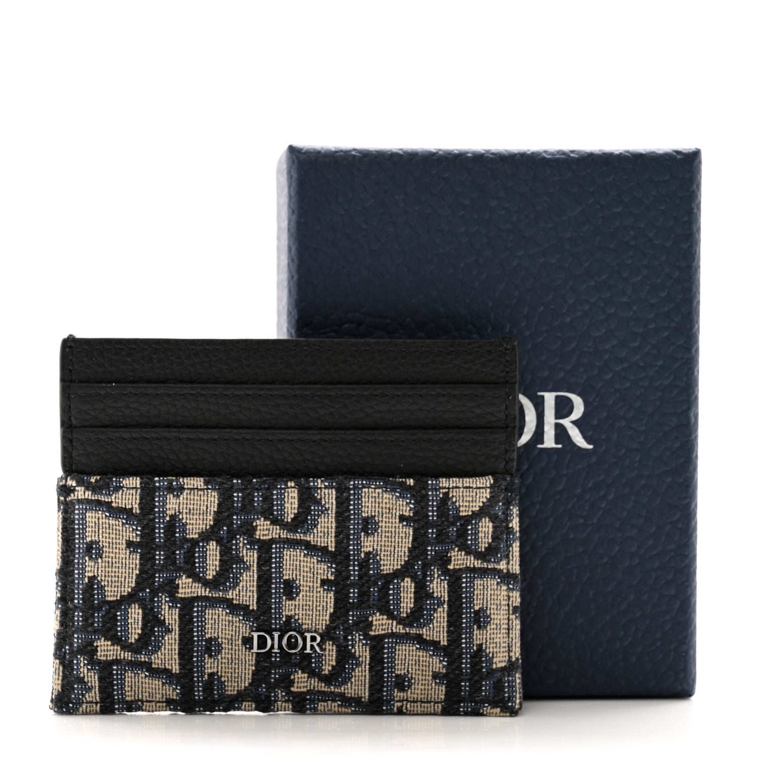 Christian Dior Grained Calfskin Oblique Card Holder Black 8 of 8