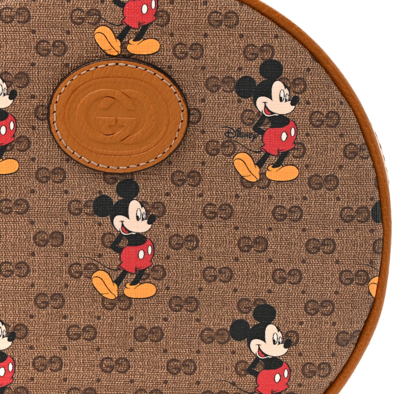 Gucci X DISNEY Mini Vintage GG Supreme Monogram Mickey Mouse Round Backpack Beige Vintage Sun Oil 8 of 10