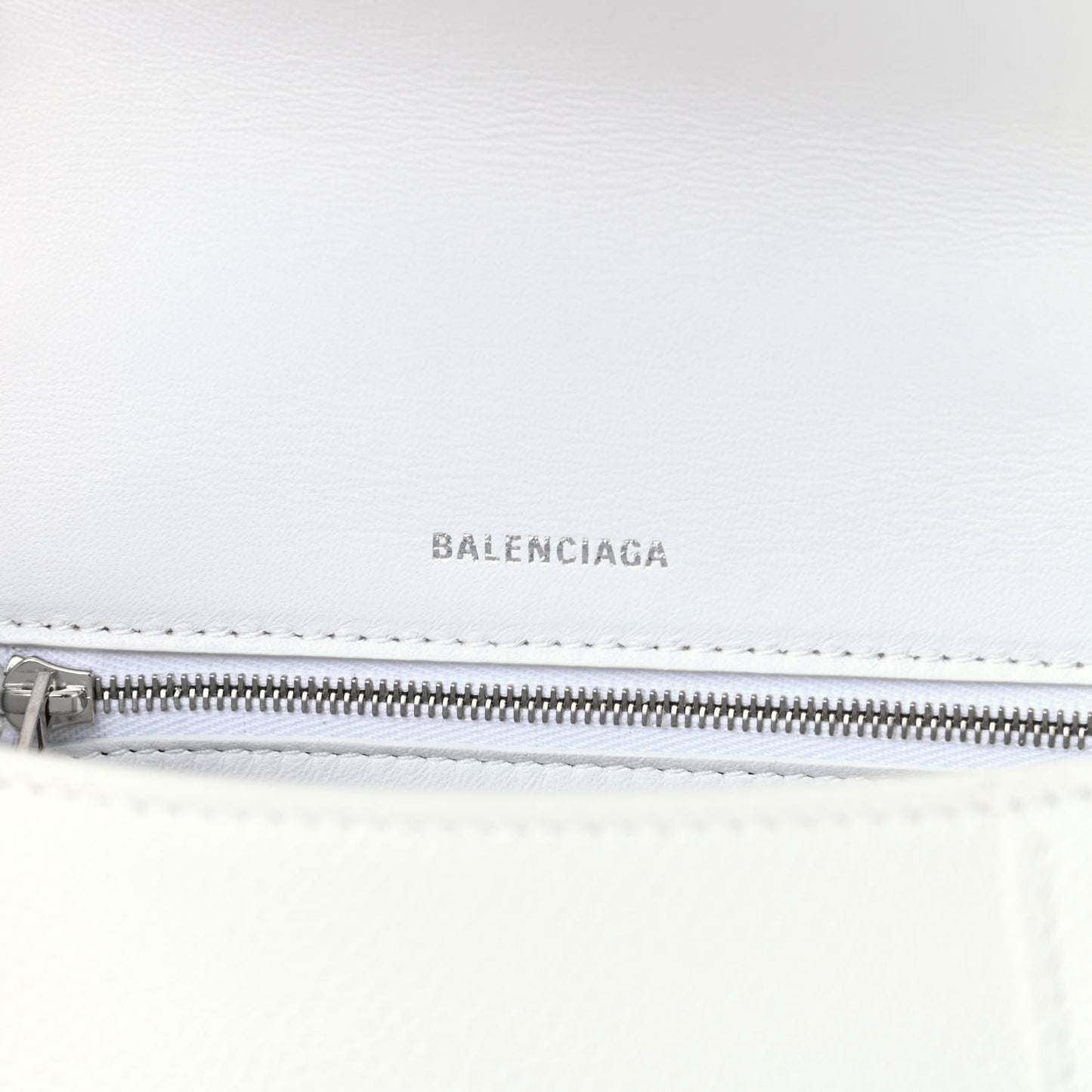 Grained Calfskin Small Hourglass Top Handle Bag White