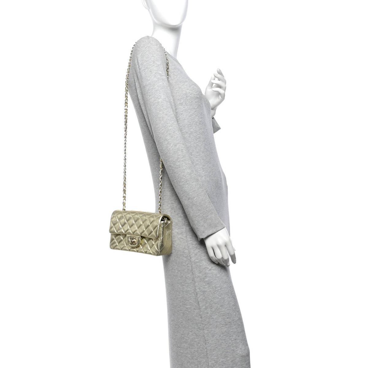 Chanel Metallic Lambskin Quilted Mini Rectangular Flap Gold 2 of 11