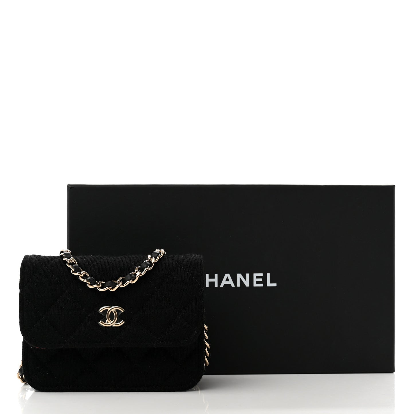 Jersey Quilted Micro Mini Flap Black
