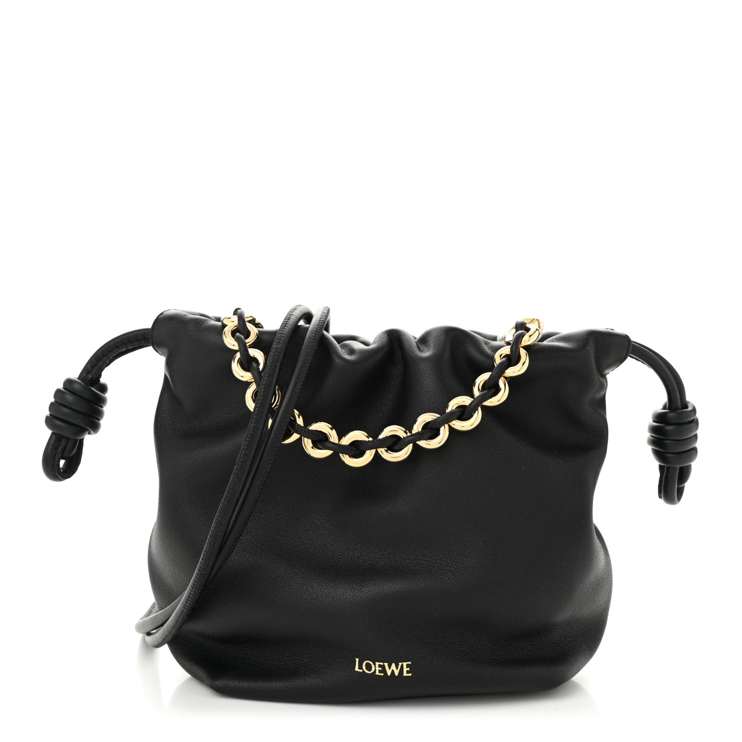 Loewe Mellow Nappa Donut Chain Mini Flamenco Knot Clutch Black 1 of 10