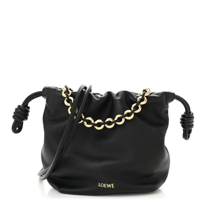 Loewe Mellow Nappa Donut Chain Mini Flamenco Knot Clutch Black 1 of 10