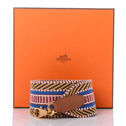 Hermes Toile Swift 50mm Sangle Cavale Shoulder Strap Ambre Rose D'Ete Gold 5 of 5