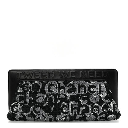 Chanel Lambskin Tweed We Need Clutch Black 1 of 10