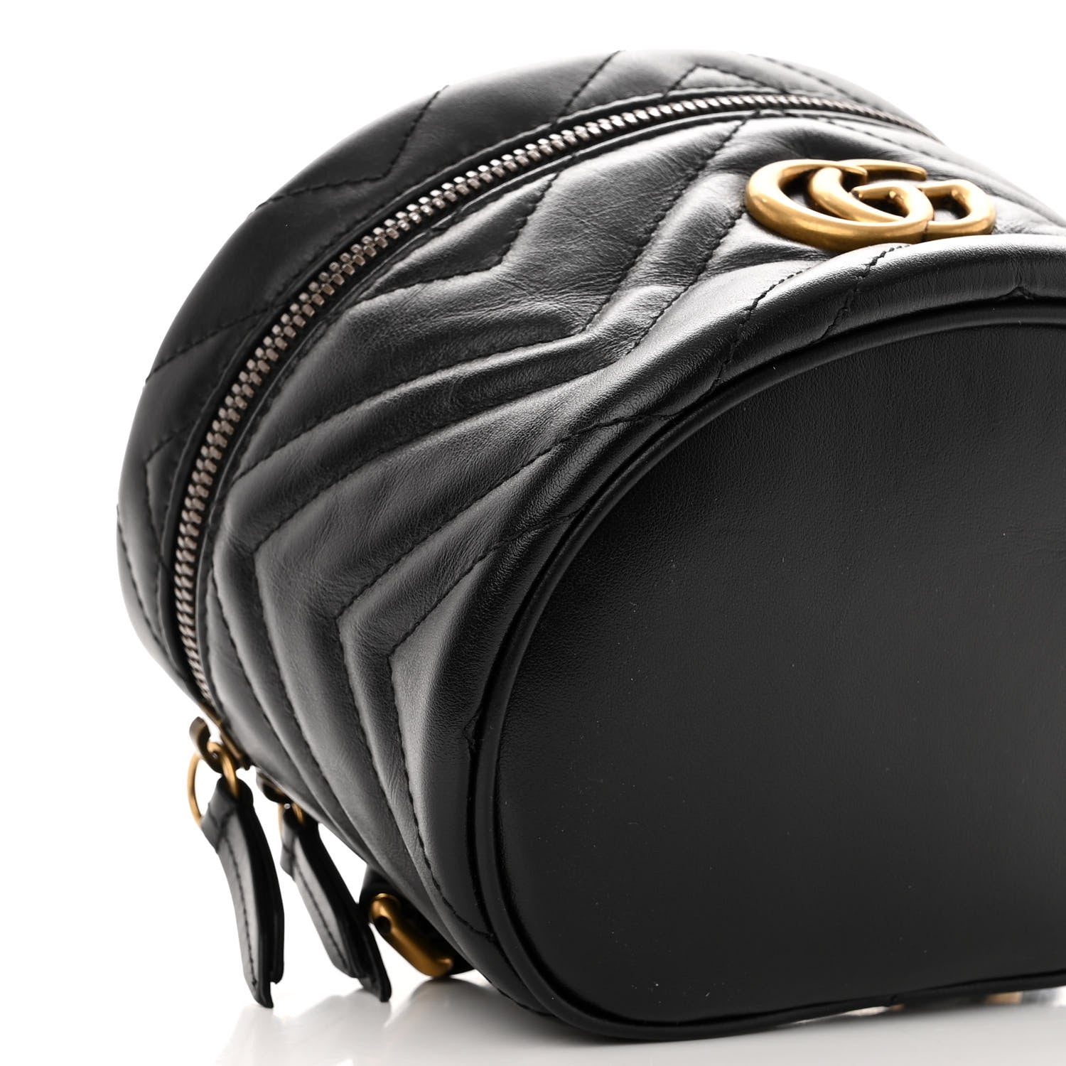 Gucci Calfskin Matelasse Mini GG Marmont Round Backpack Black 9 of 10