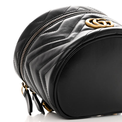 Gucci Calfskin Matelasse Mini GG Marmont Round Backpack Black 9 of 10