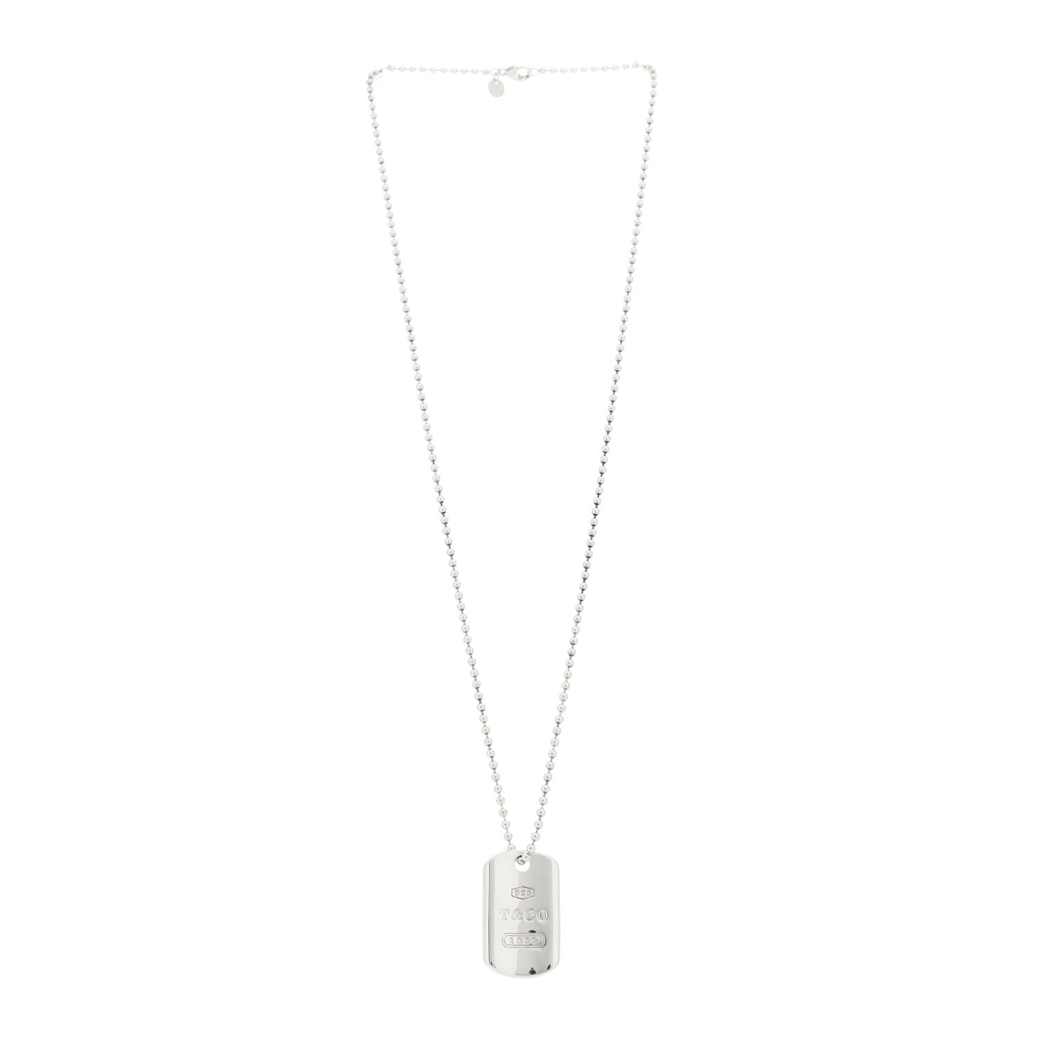 Tiffany Sterling Silver 1837 Dog Tag Pendant Necklace 1573891
