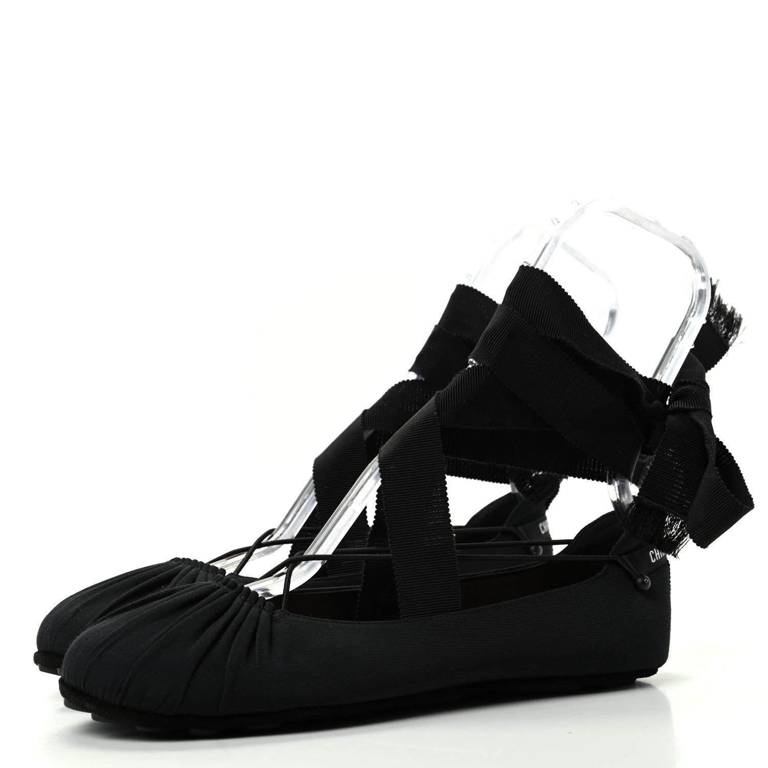 Christian Dior Grosgrain Ribbon Etoile Ballet Flats 37 Black 3 of 11