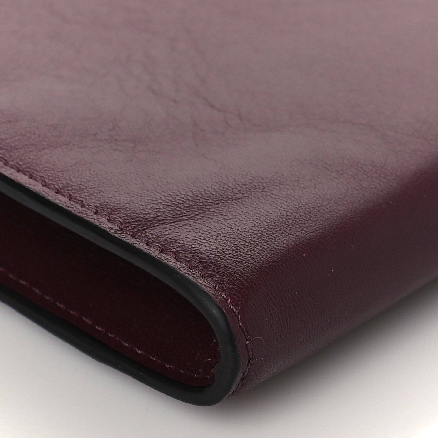 Calfskin Alphabet Flat Pouch Clutch Purple