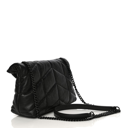 Saint Laurent Calfskin Quilted Toy Loulou Puffer Monogram Monochrome Chain Satchel Black 2 of 11