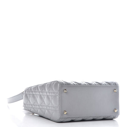 Christian Dior Pearly Lambskin Cannage Medium Lady Dior Grey 4 of 10