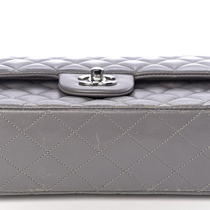 Chanel Lambskin Quilted Medium Double Flap Grey 14 of 21
