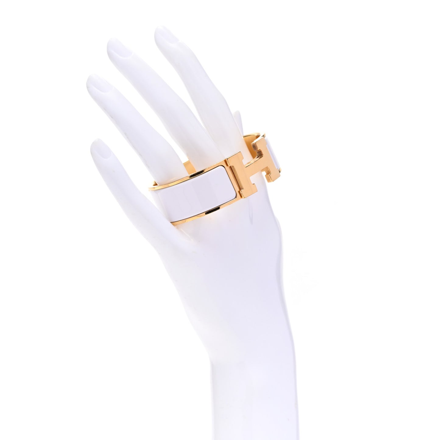 Enamel Wide Clic Clac H Bracelet GM White