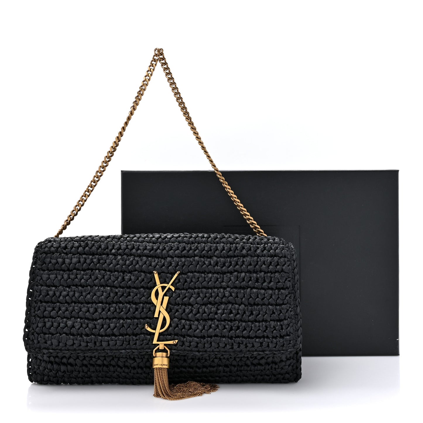 Raffia Monogram Tassel Kate 99 Black