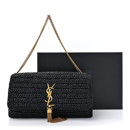 Saint Laurent Raffia Monogram Tassel Kate 99 Black 11 of 11