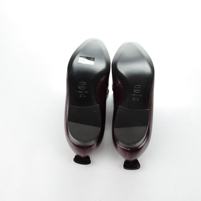 Chanel Crackled Goatskin Lambskin Cap Toe CC Charm Moccasin Loafers 37.5 Dark Burgundy Navy 5 of 7