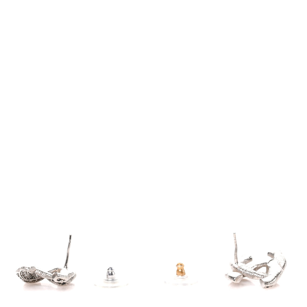 Crystal CC Twisted Earrings Silver