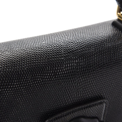 Dolce & Gabbana Iguana Calfskin Embossed Lucia Top Handle Bag Black 8 of 9