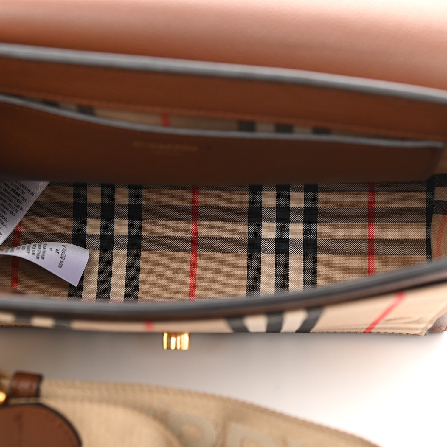 Burberry Calfskin Vintage Check Note Crossbody Bag Tan 6 of 15