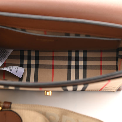 Burberry Calfskin Vintage Check Note Crossbody Bag Tan 6 of 15