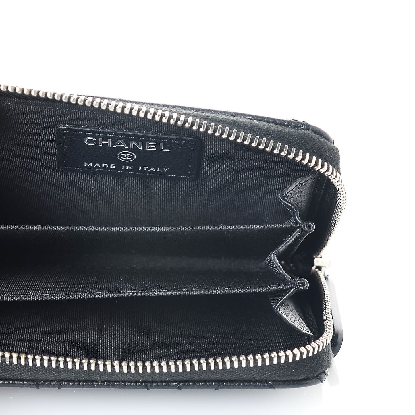 Caviar Camellia Embossed Zip Coin Purse Black