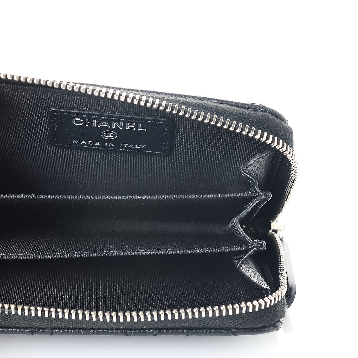 Chanel Caviar Camellia Embossed Zip Coin Purse Black 5 of 8
