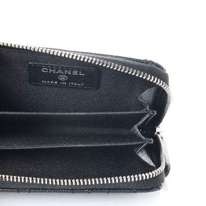 Chanel Caviar Camellia Embossed Zip Coin Purse Black 5 of 8