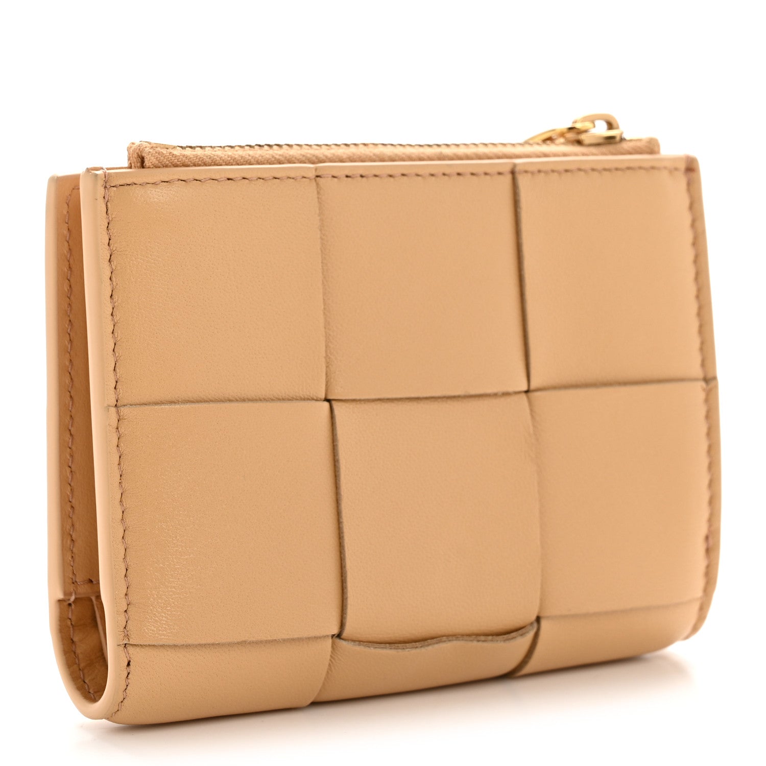 Bottega Veneta Nappa Maxi Intrecciato Small Bi-Fold Zip Wallet Porridge 3 of 9