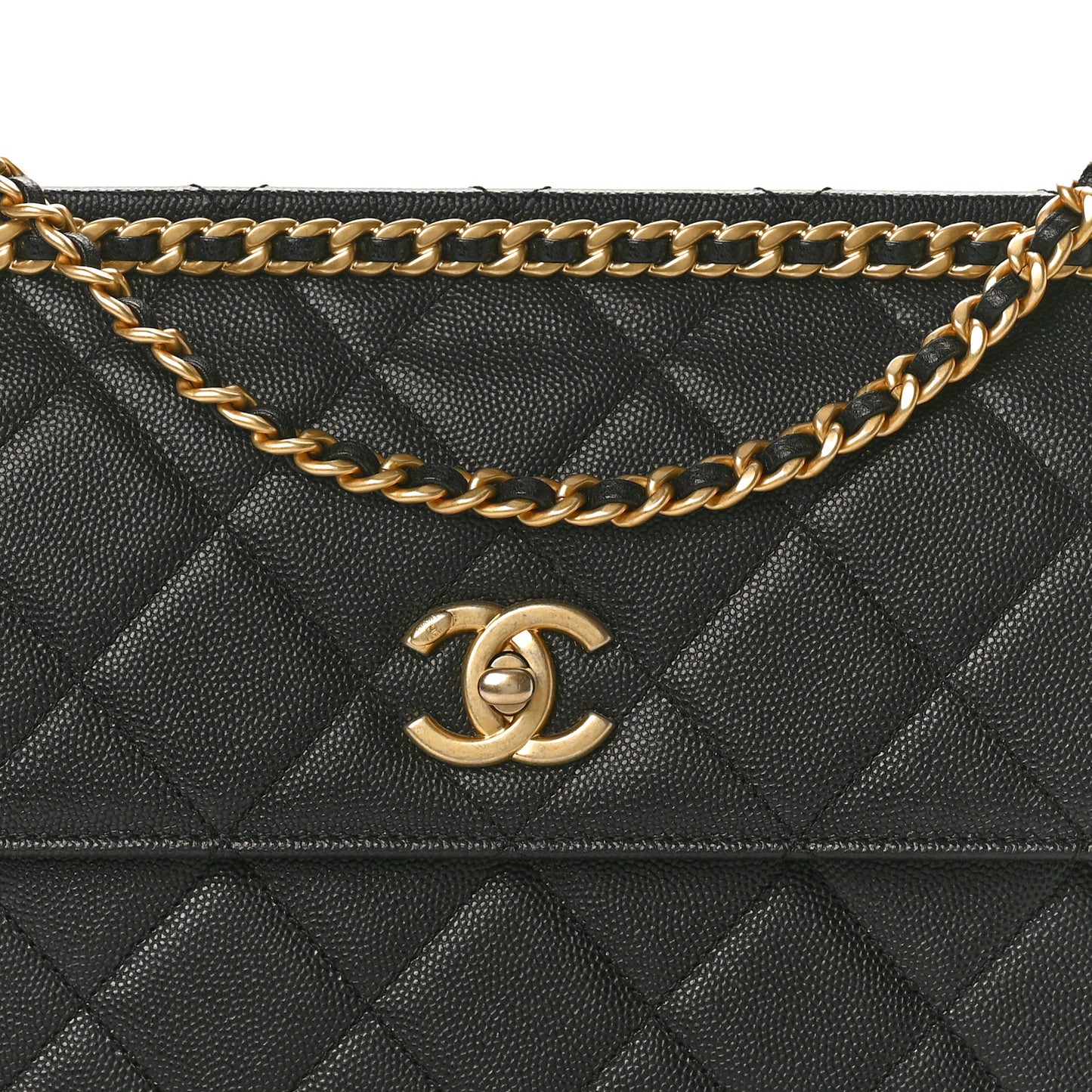 Caviar Quilted Chain Frame Flap Black