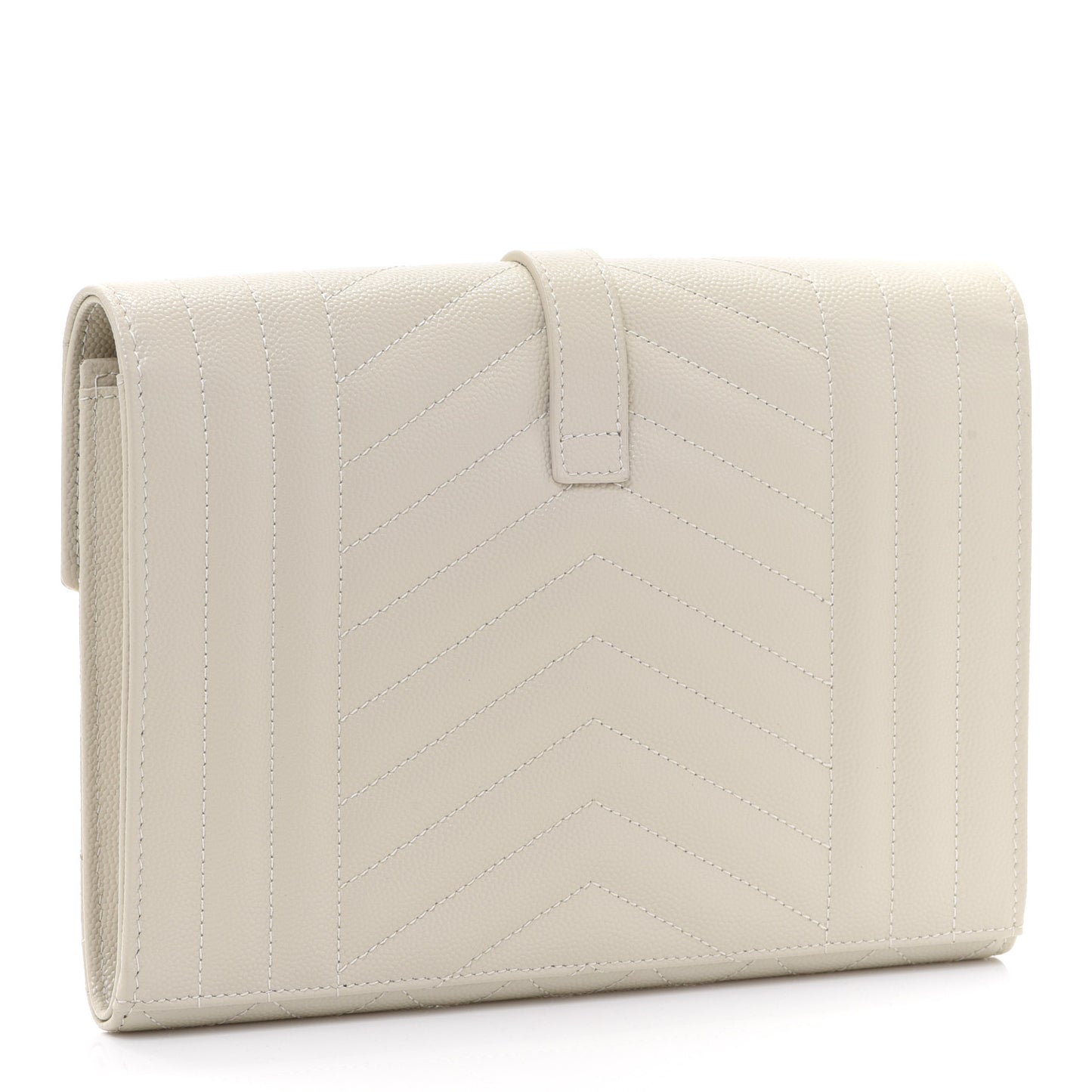 Grain De Poudre Textured Mixed Matelasse Triquilt Monogram Clutch Blanc Vintage