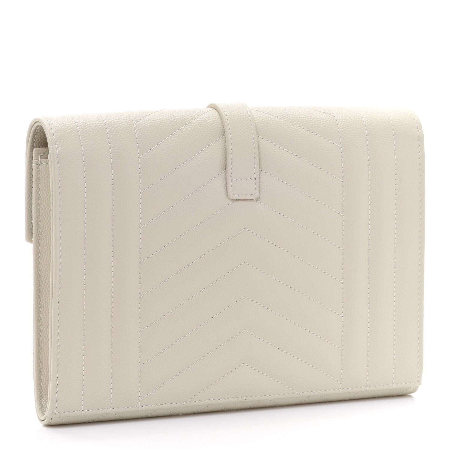 Saint Laurent Grain De Poudre Textured Mixed Matelasse Triquilt Monogram Clutch Blanc Vintage 3 of 13
