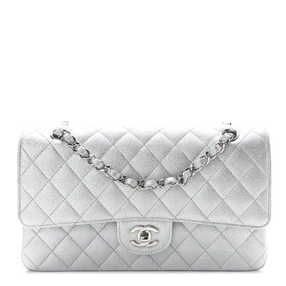 Chanel Glittered Metallic Caviar Quilted Medium Double Flap Silver 1 of 9